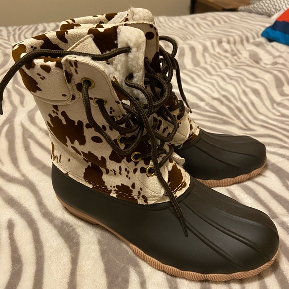 thigh high duck boots